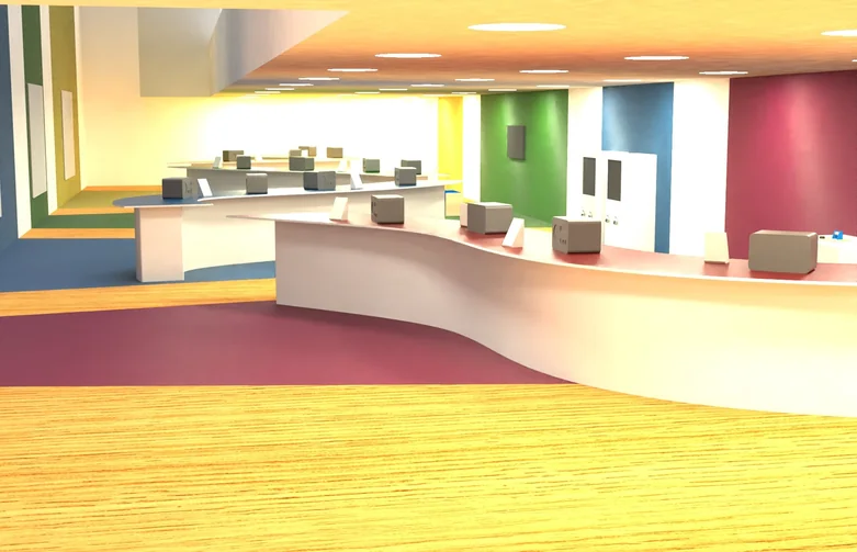 Radios in Canada — isometric render of the two-level museum exhibition