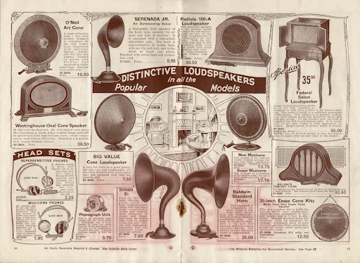 Loudspeaker catalogue advertisement, 1920s