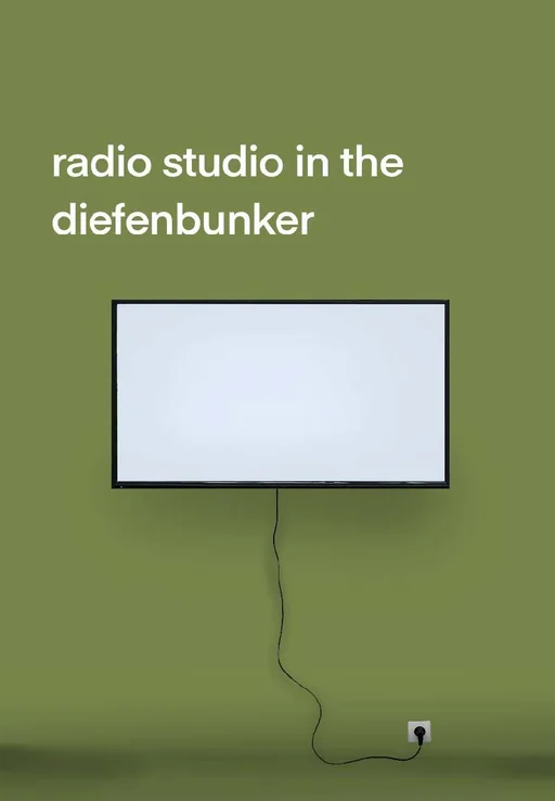 Wall-mounted TV showing the Diefenbunker radio studio video