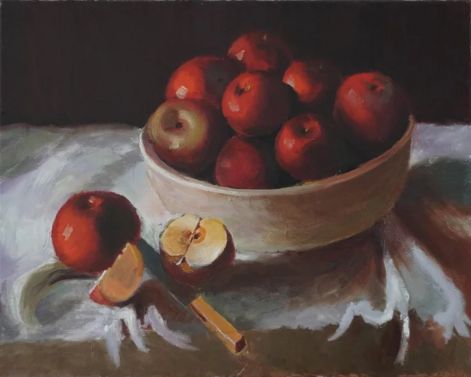 Bowl of apples still life